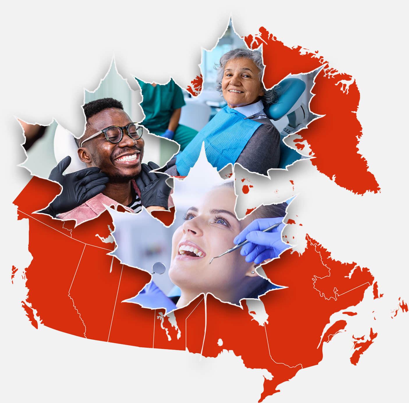 canada map and maple leaves
